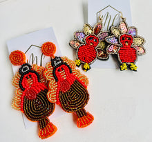 Beaded Turkey Thanksgiving Earrings