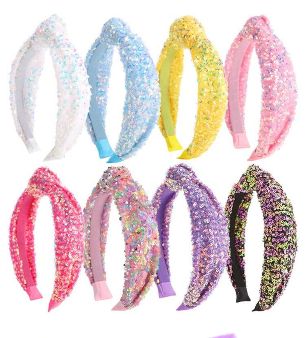 Iridescent Sequin Knot Kid’s Headbands