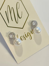 Silver Rhinestone Circle Pearl Earring
