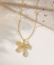 Gold Bow Simple Charm and Rhinestone Necklaces