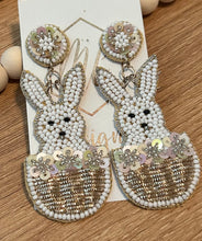 Beaded Bunny Dangle Easter Earrings
