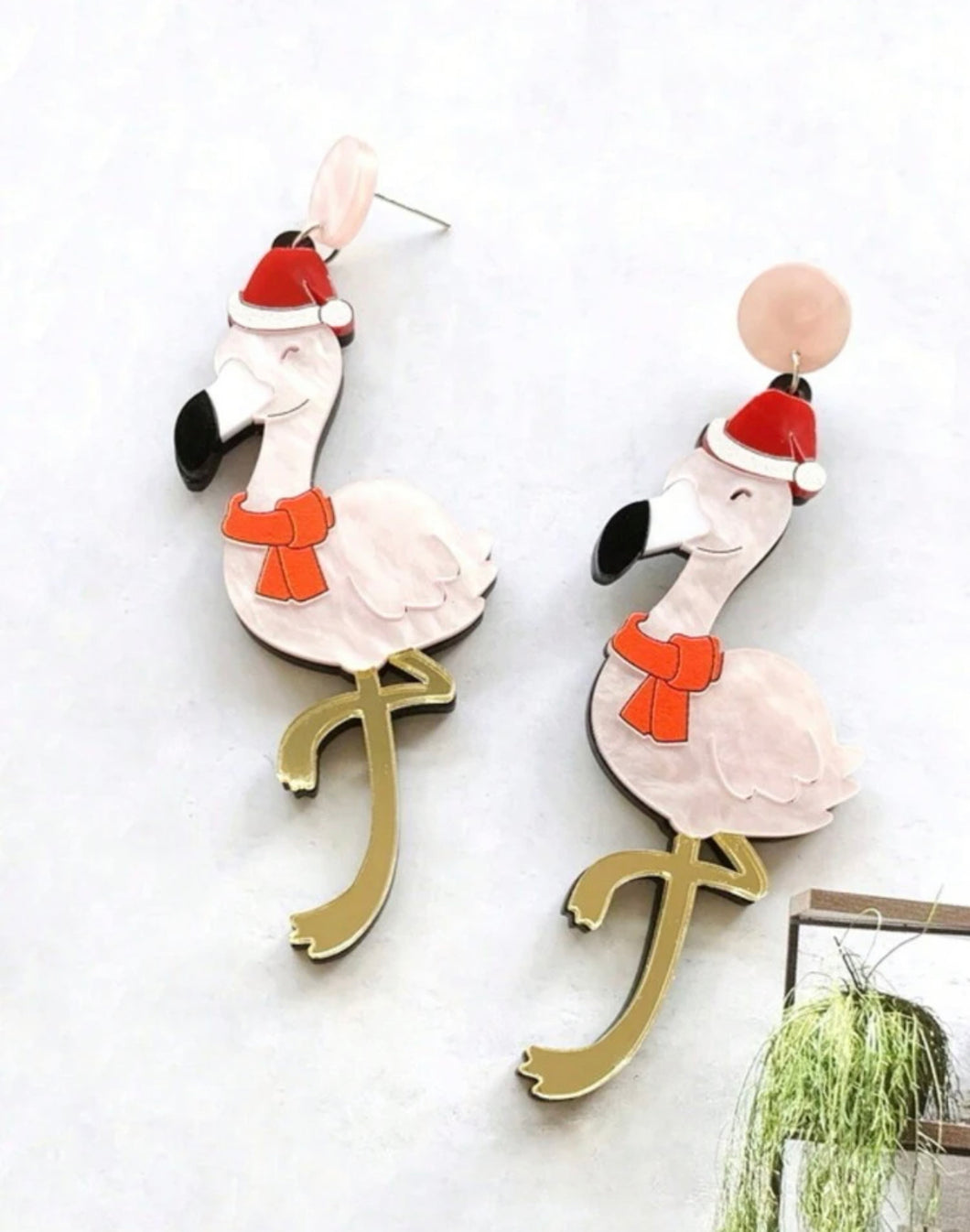 Christmas Flamingo Earrings