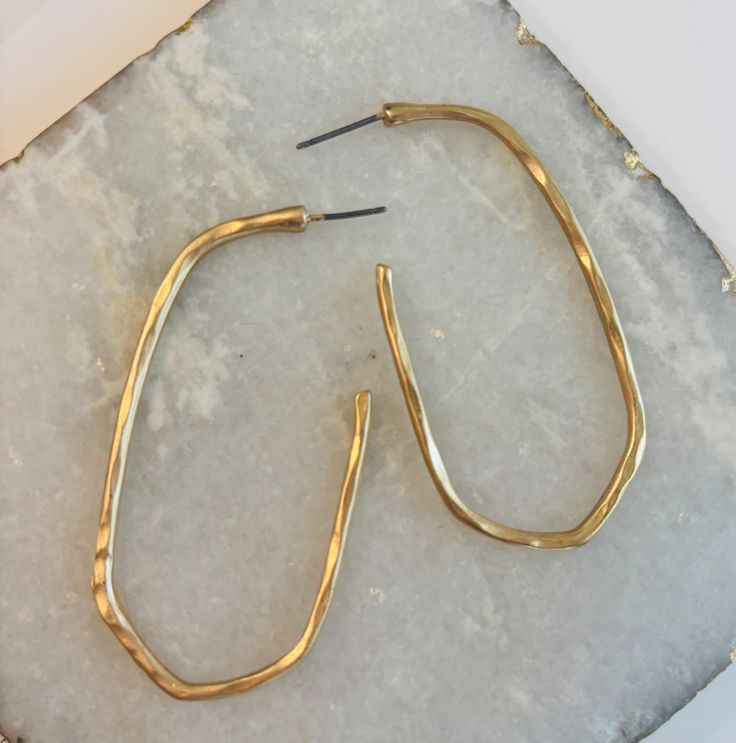 Hexagon Oval Matte Hoops Minimalistic