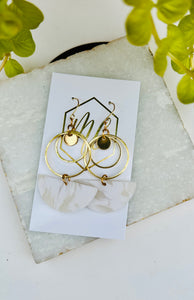 White and Gold Flaked Clay Earrings