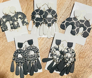 Assorted Black and White Clay Earrings