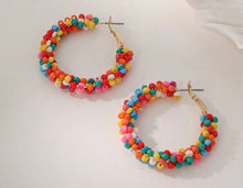Multicolor Beaded Hoop Earrings