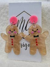 Acrylic Gingerbread Man Christmas Earrings