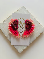 Glam Angel Wing Hot pink Earrings