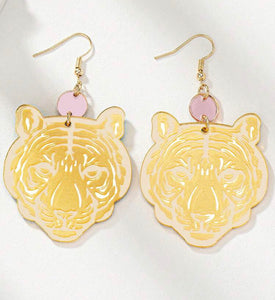 Acrylic Tiger Dangle Earrings