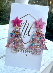 Christmas Tree Confetti Acrylic Earrings