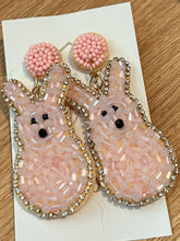 Pink Beaded Bunny Easter Earrings