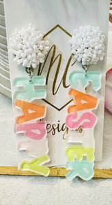 Happy Easter Acrylic Pastel Word Earrings