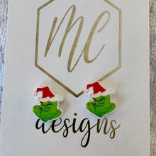 Grinch Small Stud Christmas Earrings
