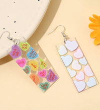 Acrylic Valentine Conversation Candy Heart Earring