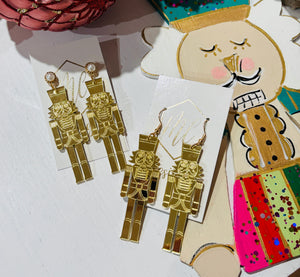 Gold Mirror Nutcracker Earrings