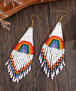 Beaded Boho Fringe Loom Earrings