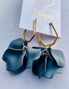 Gold Octagon Hoop Petal Earrings