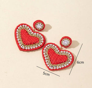 Beaded Heart Earrings Valentine's Day