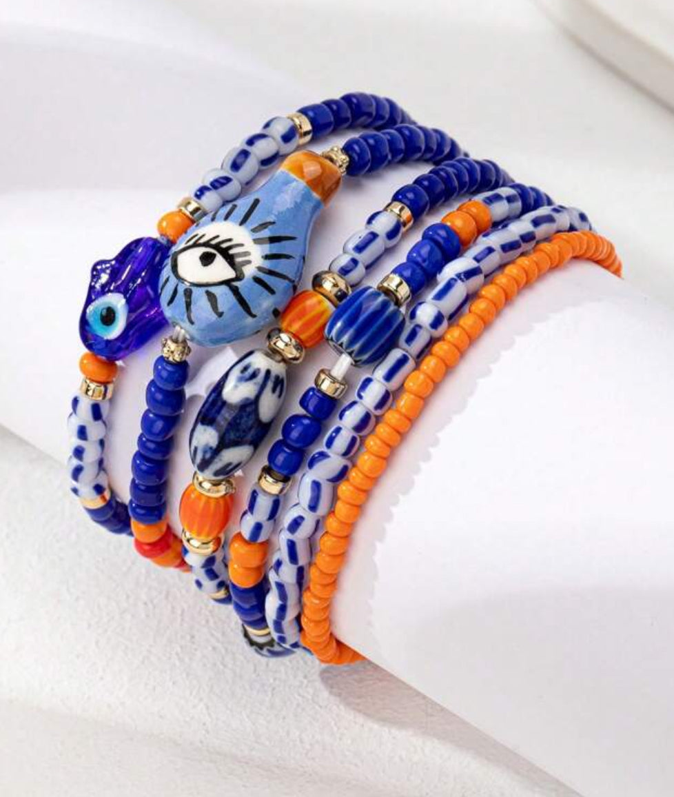 Glass Blown Fish Bracelet Set