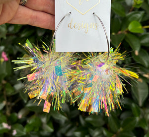 Large Pom Pom Statement Earrings