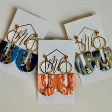 Marbled U-shaped Gold Flake Clay Earrings