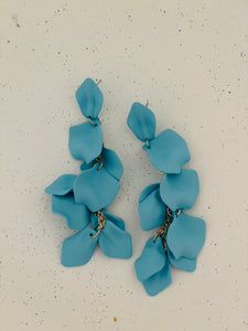 Long flower petal dangle earrings