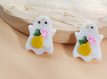 Clay Ghost Halloween Earrings Hoops