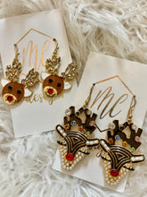 Enamel Rudolph Reindeer Christmas Earrings