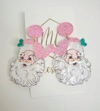 Glitter Acrylic Santa Clause Christmas Earrings