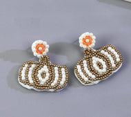 Sm/med Beaded Pumpkin Earrings Halloween