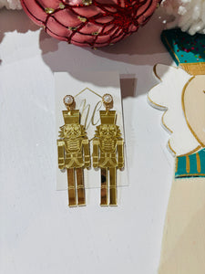 Gold Mirror Nutcracker Earrings