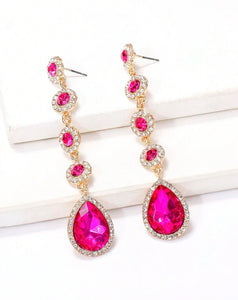 Hot Pink Jewel Drop Earrings
