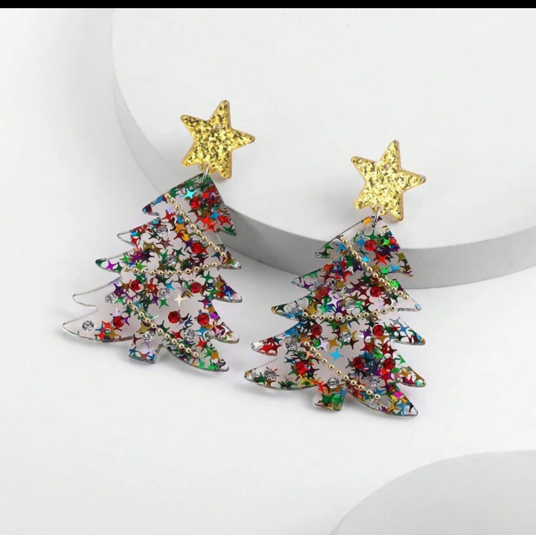 Star Star Christmas Tree Earrings