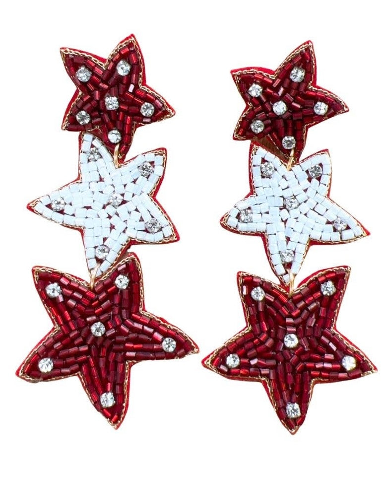 Triple Star Seed Beaded Earrings