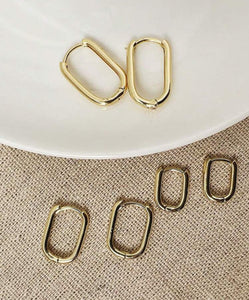 Gold or Silver Rectangle Oblong Huggie Hoops