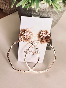 Statement Cluster of Flowers Textured Open Circle Earrings