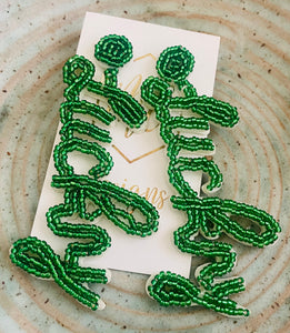 Beaded St Patty Day Earrings