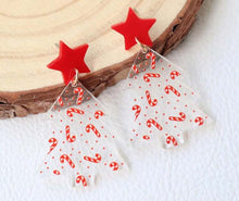 Christmas Tree with Candy Cane/Gingerbread Earrings