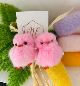 Chenille Chick Easter Plush Earrings