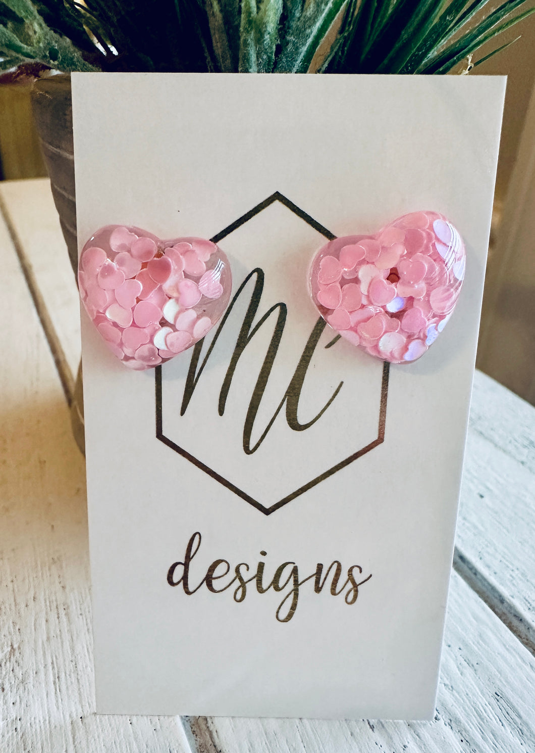 Glitter Confetti Valentine Heart Studs