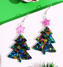 Christmas Tree Star Glitter Earrings