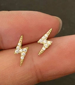 Lightning Bolt Studs Gold Silver