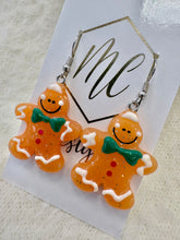 Acrylic Gingerbread Man Christmas Earrings