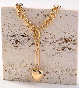 Chunky Heart Gold Necklaces