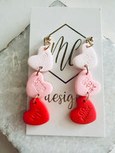 Triple Clay Heart Earrings Valentine