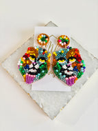 Artistic Seed Beaded Lion Earrings