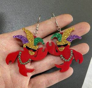 Mardi Gras Crawfish Earrings