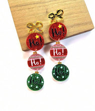 HO HO HO Christmas Ball Ornament Earrings