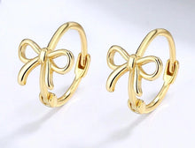 Small Bow Huggies Hoop Earrings