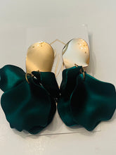 Gold Dangle Flower Petal Earrings with Shiny Gold Top